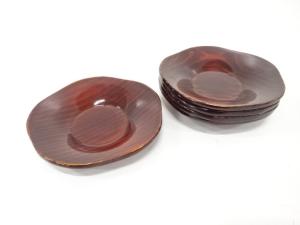 摺り漆塗　輪花　茶托　5客揃